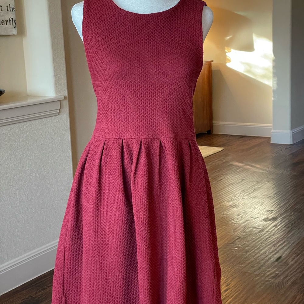 Anthropologie - Ganni Noon and Night Fit and Flare Burgundy Dress in Small